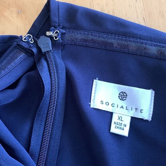Socialite Navy Blue Popover Jumpsuit Size Lg & XL - Picture 9 of 10